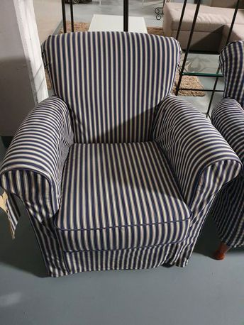 Sessel CAMILLA, Stoffhusse gestreift, blau/weiß, abziehbar von der Möbelmarke Frigerio
