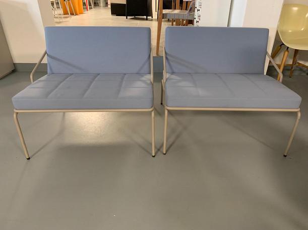 Sessel FLAT, 2 Sitzer, Soff: hellblau, Metall: hellgrau, von der Möbelmarke Nurus