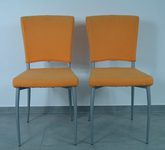 Softline Stuhl, 2er Set, Stoff orange, Gestell Aluminium
