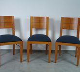 Marktex Stuhl Pinie lasiert, 3-er Set, Sitzpolster blau