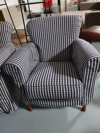 Sessel CAMILLA, Stoffhusse kariert, blau/weiß, abziehbar von der Möbelmarke Frigerio