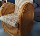 Marktex Sessel aus Rattangeflecht, Farbe: honig, mit Kissen