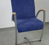 KFF Stuhl-Sessel ETZEL, Freischwinger, Alcantara blau, Gestell silber