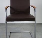 Tonon Freischwinger Sessel, Symbol 911-02, Lederbezug dunkelbraun