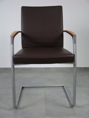 Freischwinger Sessel, Symbol 911-02, Lederbezug dunkelbraun von der Möbelmarke Tonon