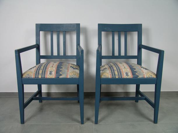 Stuhl - Sessel  22598, 2-er Set, Pinie massiv / blau von der Möbelmarke Marktex
