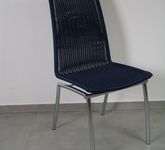 Bacher Saleengeflecht Stuhl, Geflecht blau, Gestell Chrom hochglanz 